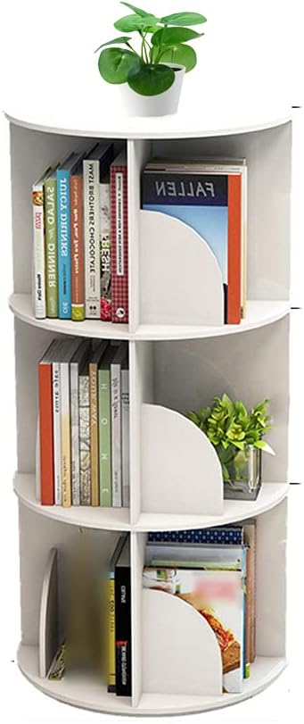 3 Tier 360&deg; Rotating Stackable Shelves Bookshelf Organizer (White)