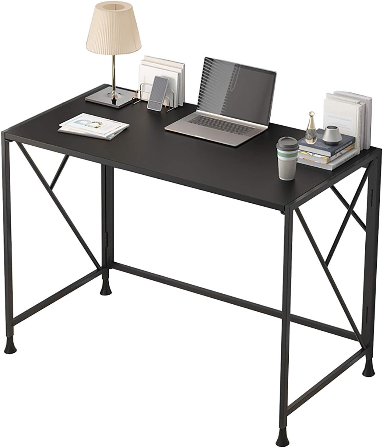 Shelf Computer Desk, 39 Inch Modern Sturdy Writing Desk, Space Saving Foldable Table Simple Home Office Desk, No Assembly Required (Color : C)