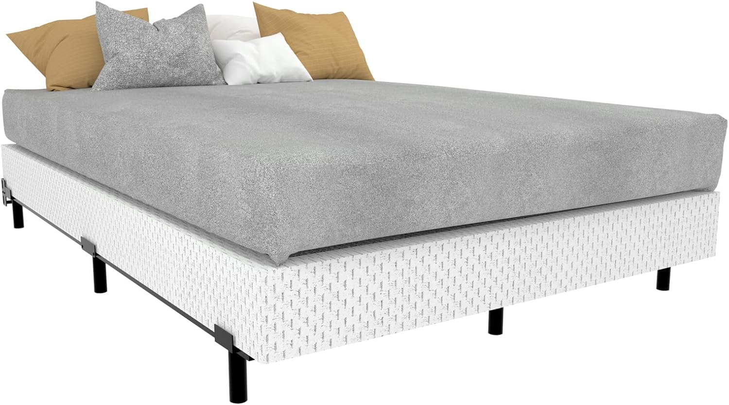 Queen Bed Frame Metal-7 Inch Heavy Duty Low Profile Bed Frame for Box Spring & Mattress 9-Leg Support Base Bedframe Easy Assembly Sturdy Tool-Free Platform Black