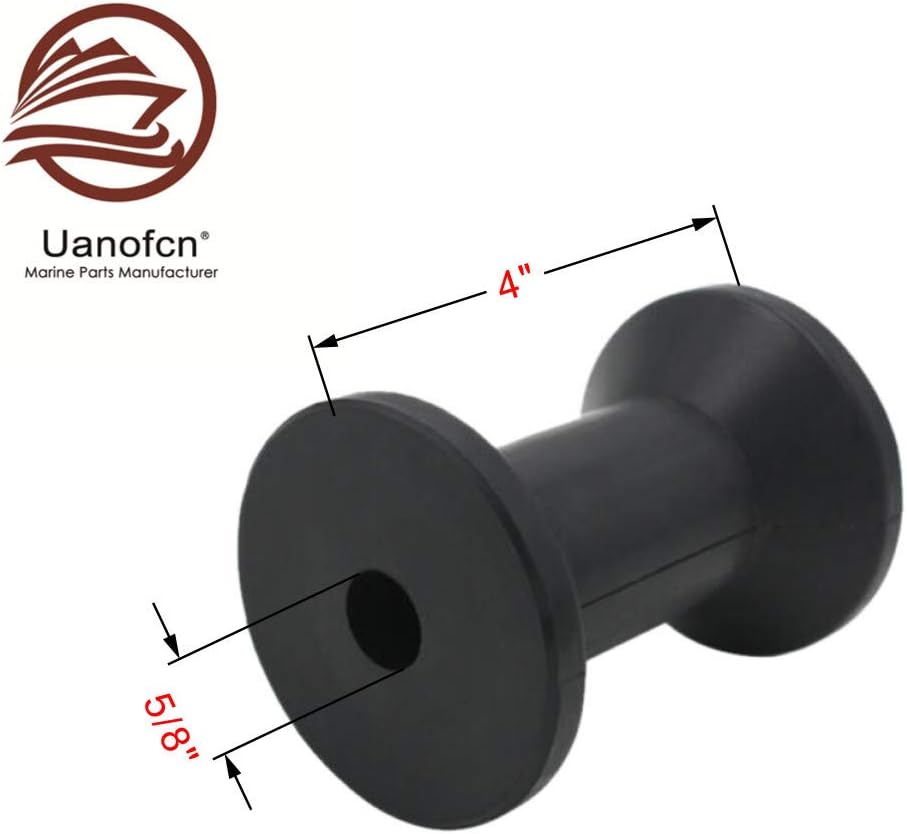 UANOFCN 4 Inch Width Boat Trailer Black Polyurethane Spool Roller - 5/8 Inch Hole Pack of 2