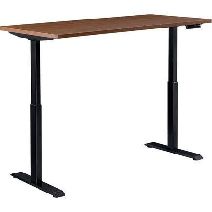Interion Electric Height Adjustable Desk, 48x22W x 30x22D, Walnut w/ Black Base