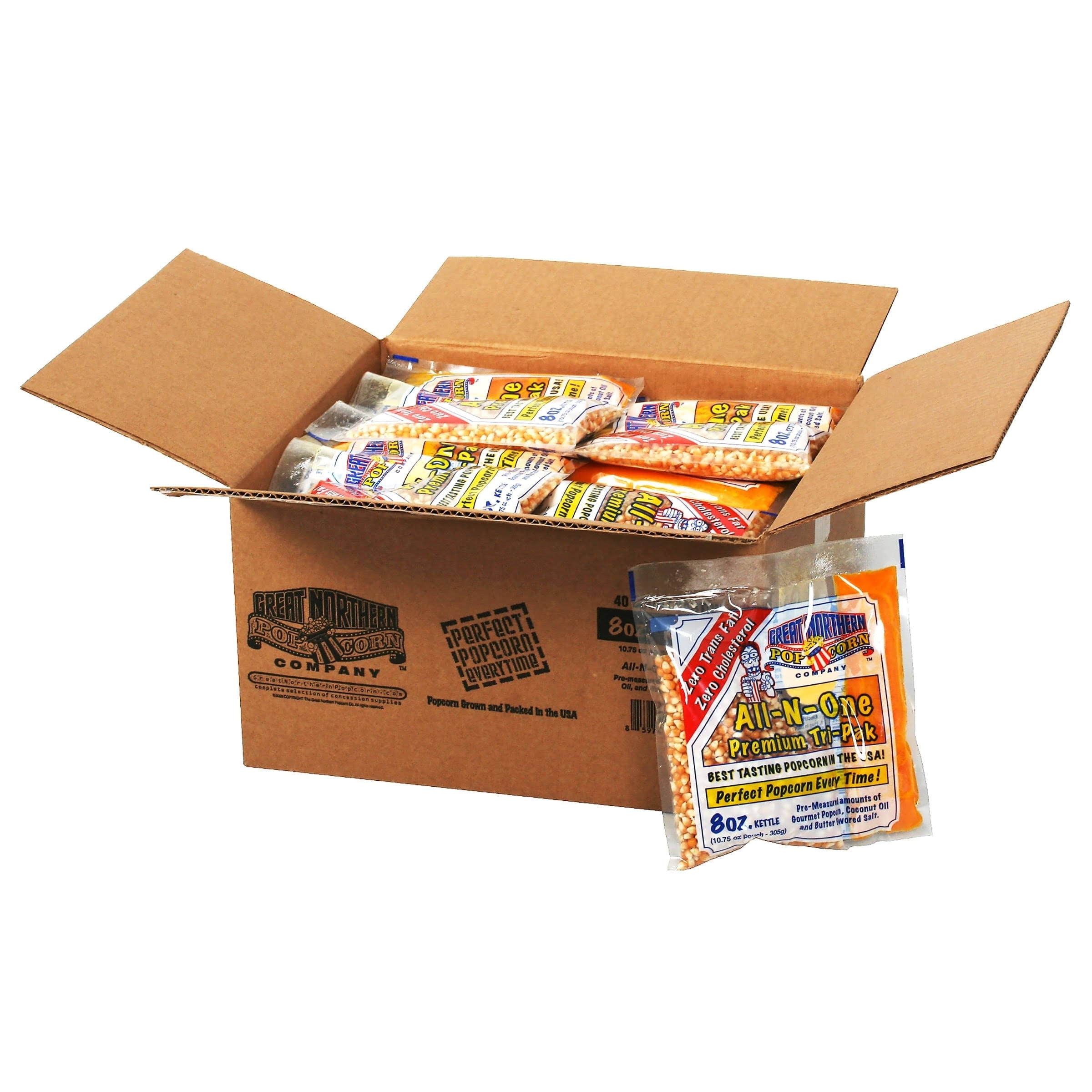 Great Northern Popcorn Premium 8 Ounce Popcorn Portion Packs, Case of