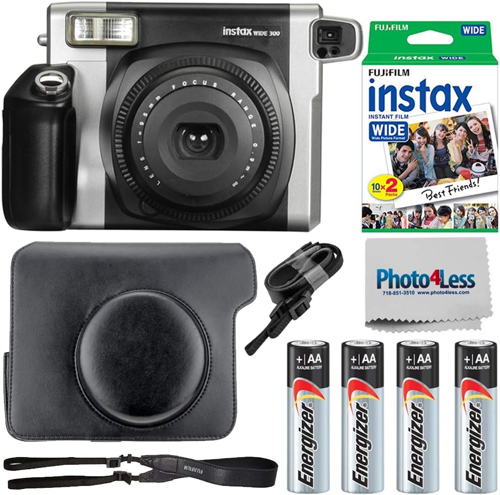 Fujifilm Instax Wide 300 Instant Camera + Fujifilm Instax Wide Instant Film Twin Pack (16385995) + Energizer Batteries (4 Pack) + Case for Fuji Wide 300 Camera
