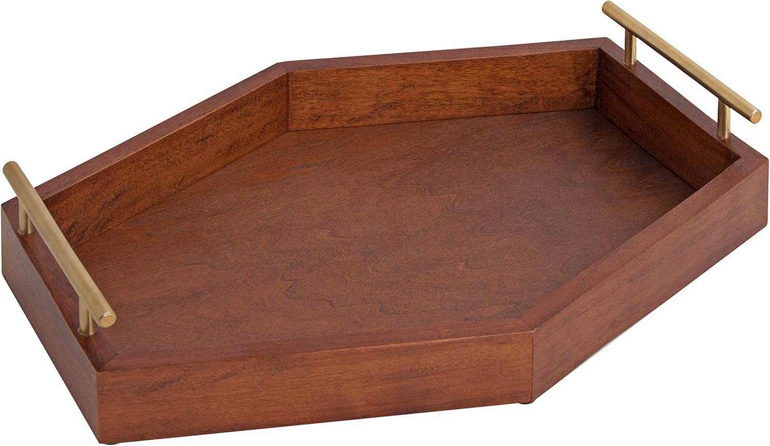 Kate and Laurel Lipton Hexagon Tray with Metal Handles, 12x16.5, White Pack of 2