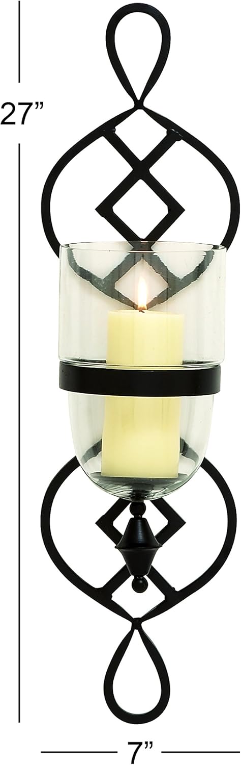 Deco 79 Metal Glass Candle Sconce, 7 by 27-Inch Pack of 2
