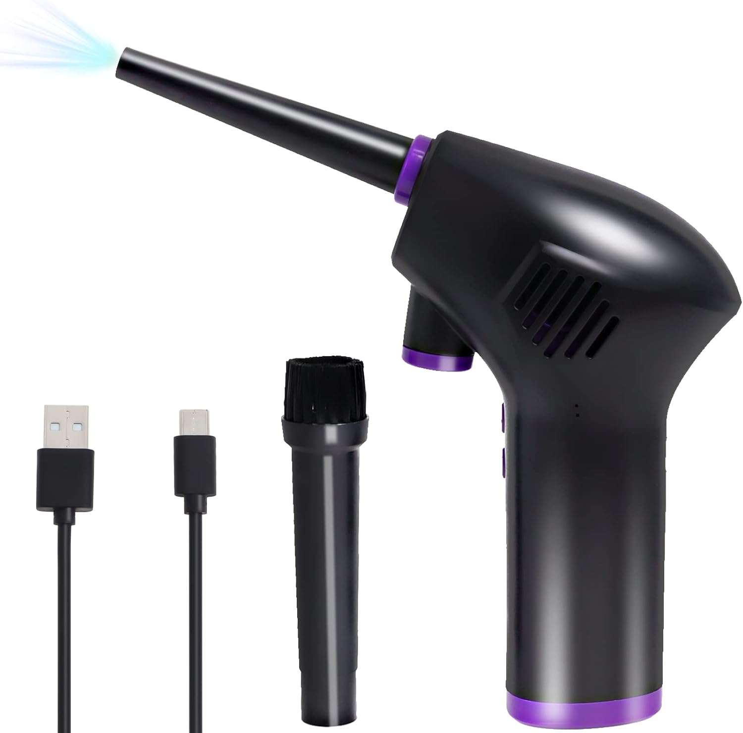 Cordless Air Duster for Computer Cleaning, Compressed Air Keyboard Cleaner Electric Blower with 15000mAH Rechargeable Battery, Powerful 45000 RPM for Lenses Car Seat Photo Frames & Mini Vacuum