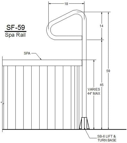 SAFTRON Black Single-Post Spa Rail - SF-59 Handrail with Lift & Turn Base. (Horizontal bar 45