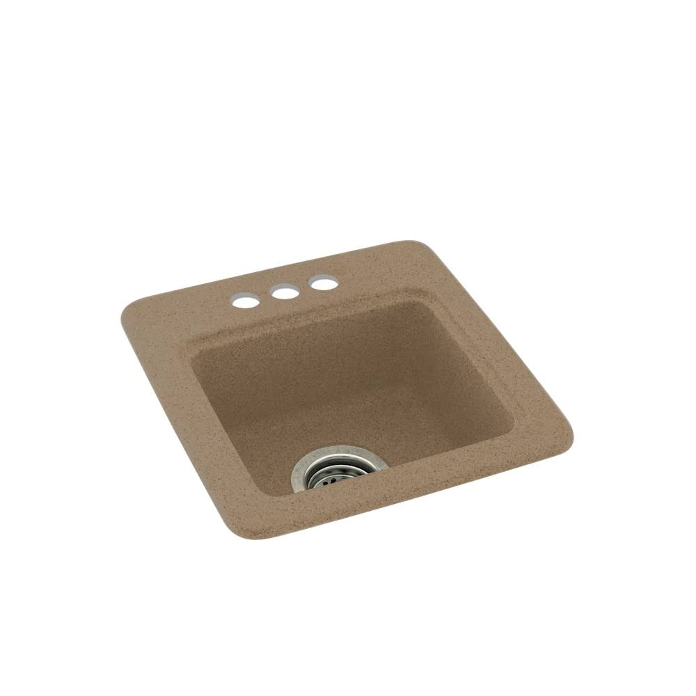 Swan 15-in D x 15-in W x 6-in H Solid Surface Drop-In Bar Sink with 3-Holes - Barley