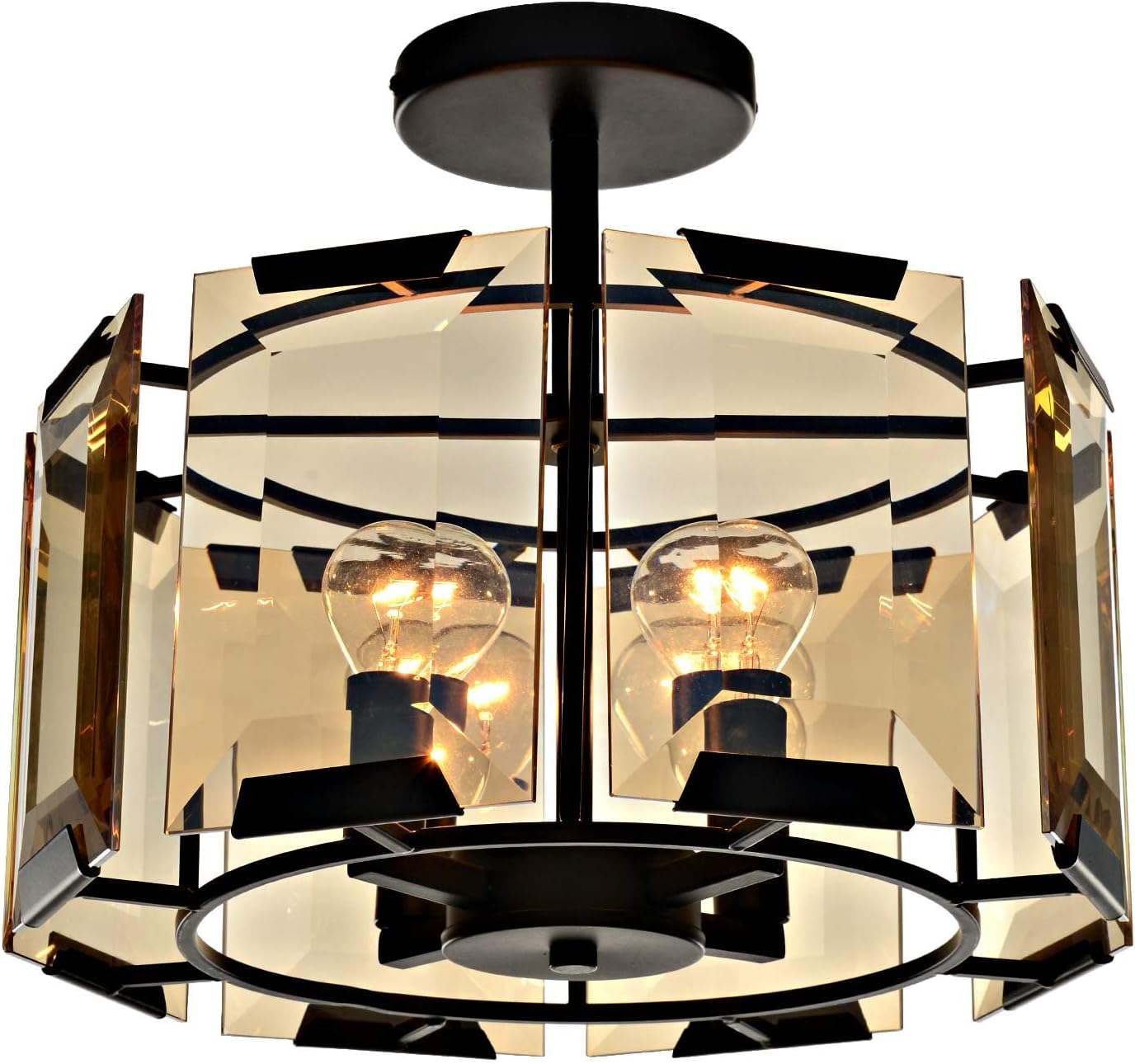 Huaguang Modern Crystal Ceiling Pendant Light 4-Light Glass Crystal Chandelier W14