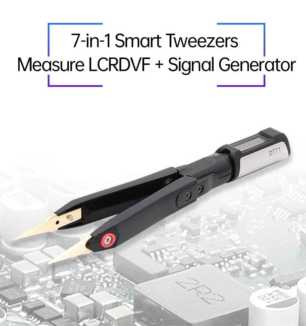 Miniware DT71 Digital Tweezers LCR Meter, Test for SMD/Resistor/Capacitor/Inductance/Voltage/Frequency/Diode, Automatic Component Recognition, Multimeter