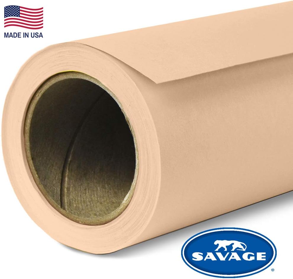 Savage Seamless Paper Photography Backdrop - #25 Beige (107 in x 36 ft) for YouTube Videos, Live Streaming, Interviews and Portraits - Made in USA