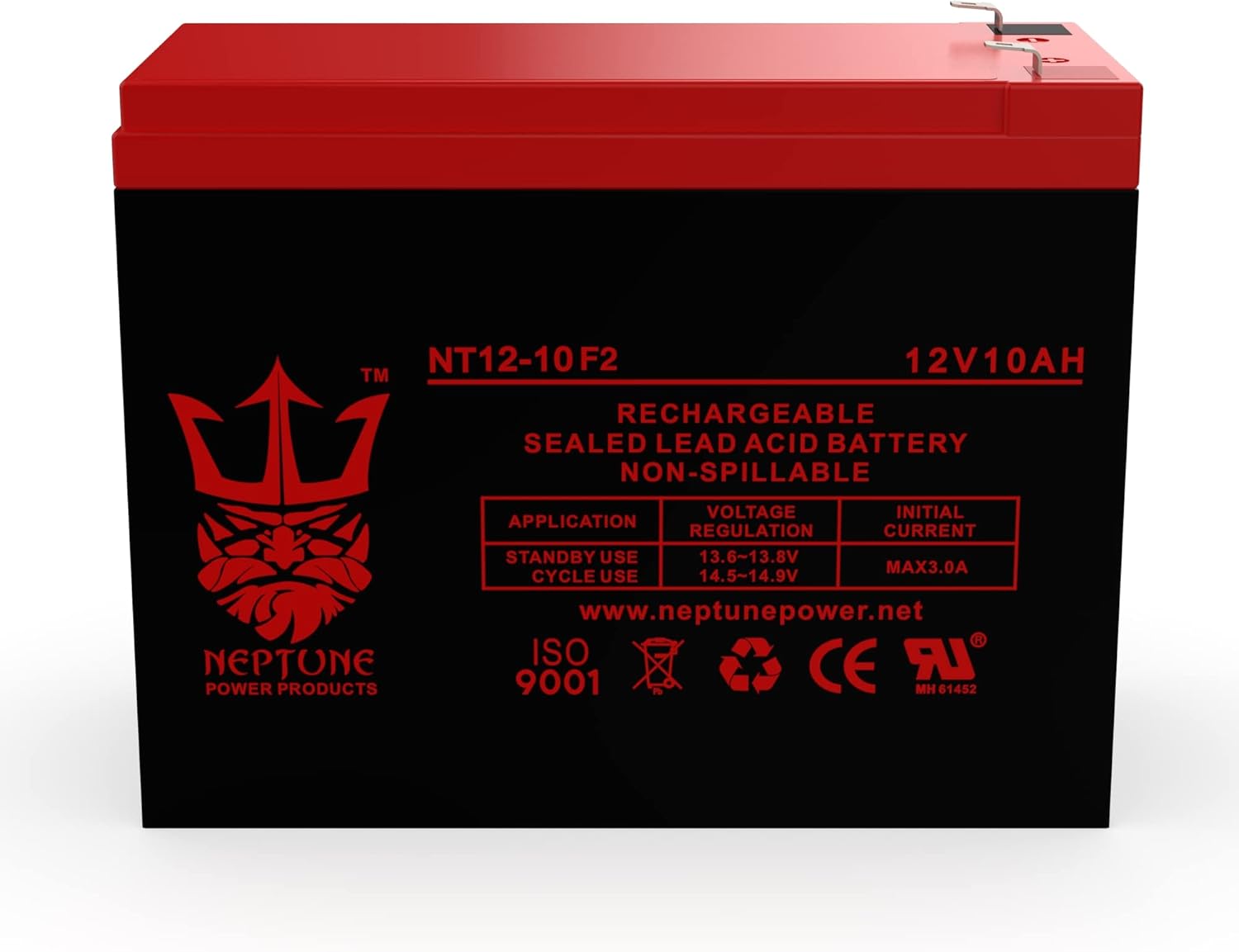 12V 10Ah Universal Sealed Lead Acid Deep-Cycle Battery [12volt 10amp] by Neptune - 3 Pack