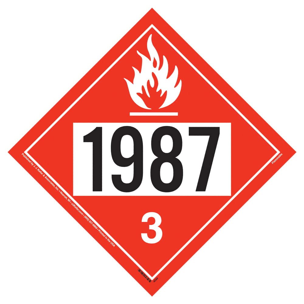 1987 Placard, Class 3 Flammable Liquid 25-pk. - 10.75