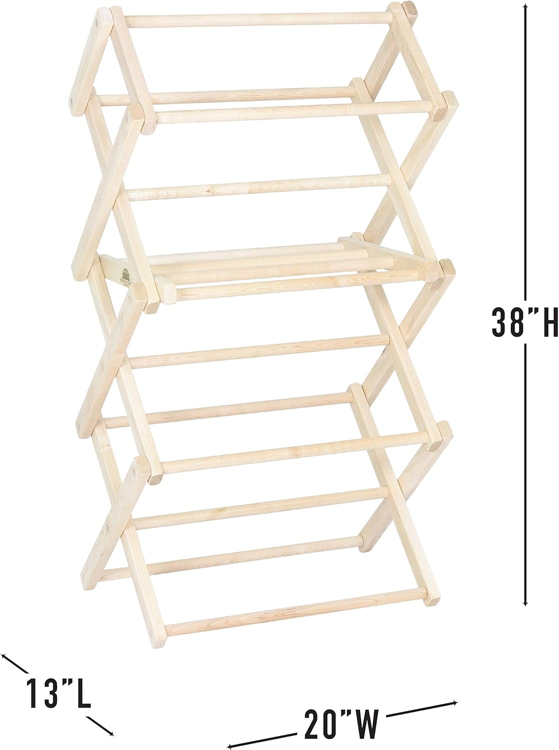 Pennsylvania Woodworks Clothes Drying Rack: Solid Maple Hard Wood Laundry Rack for Baby Clothes, Hand Towels, Delicates & More, Durable Small Folding Drying Rack, Made in USA, No Assembly Needed