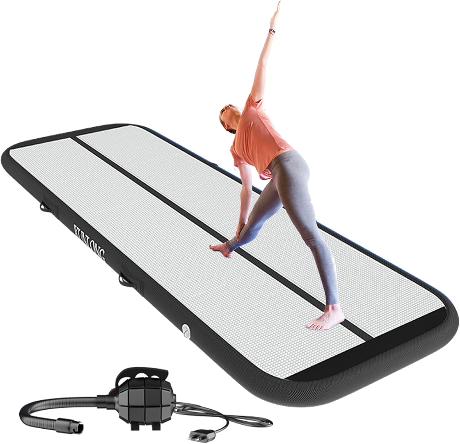 XUNLONG Air Mat Tumble Track 4/8 inchs Thickness Inflatable Gymnastics Training Mat 10ft/13ft/16ft/20ft with Electric Air Pump for Cheerleading/Training/Water Fun/Park/Home use