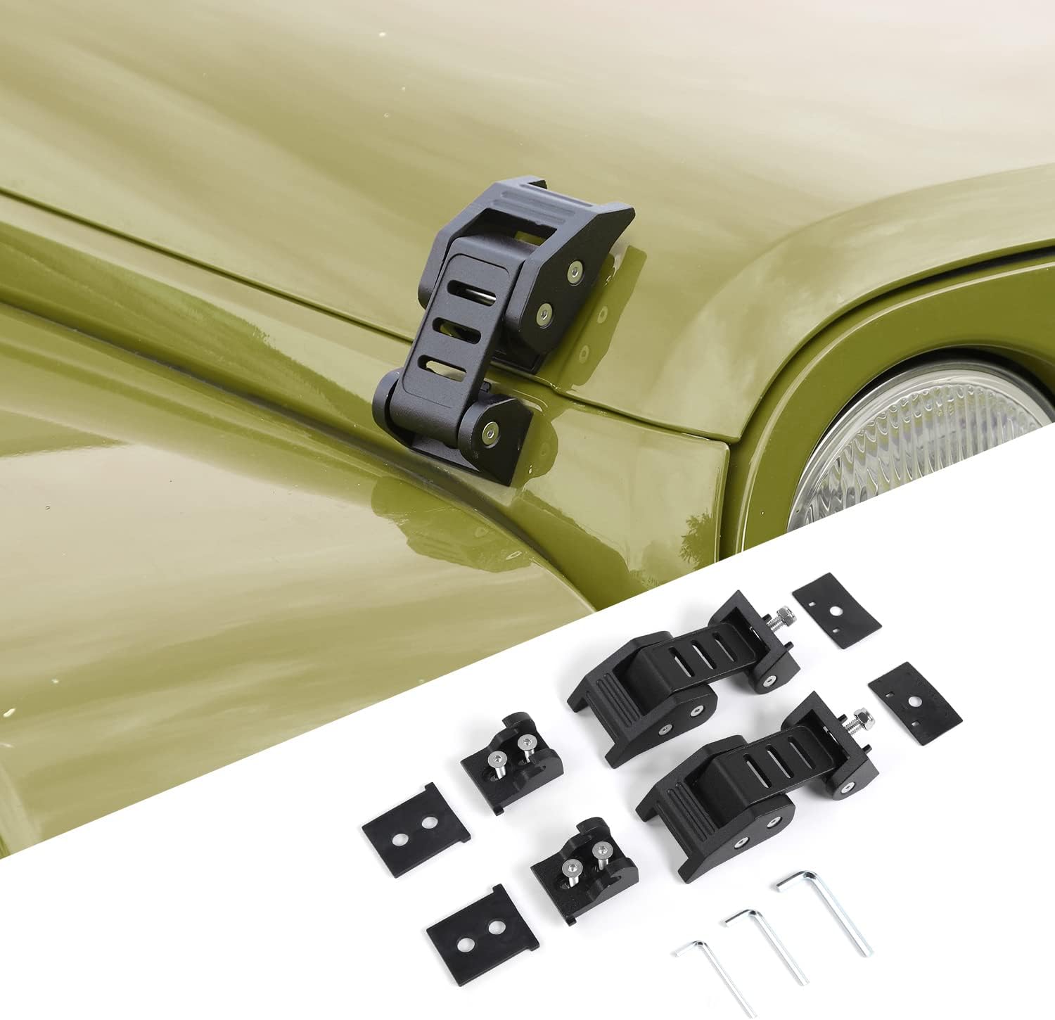 Voodonala for Jeep JK Black Stainless Steel Hood Catch Latches Kit for 2007-2018 Jeep Wrangler JK JKU Pack of 2