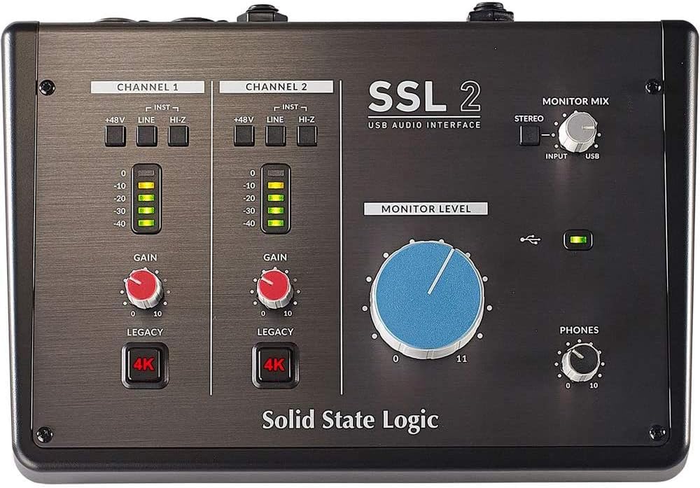 SSL SSL-2 Desktop USB Type-C Audio Interface Bundle with Studio Monitor Headphone, MIDI Cable & XLR Cable
