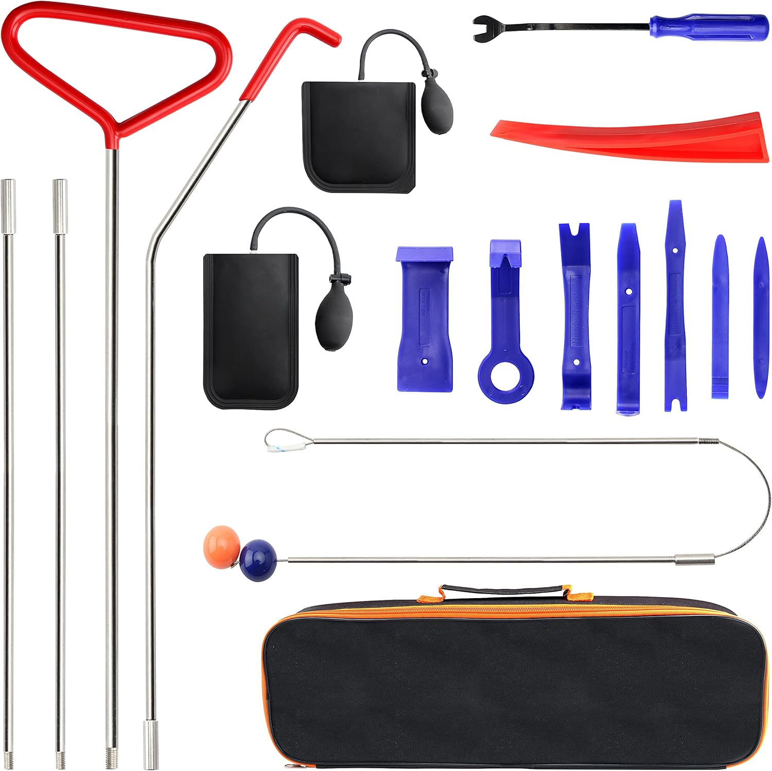 CHAOYANG 17PCS Professional Car Tool Kit Professional Long Reach Tool Grabber Air Wedge Pump Lasso Grabber Multifunctional Tool Set for Cars Trucks