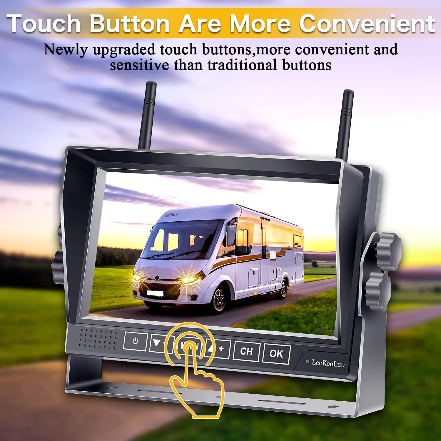 Wireless Backup Camera for RV HD 1080P with 7 Inch DVR Monitor,RV Rear View Observation System Adapter for Furrion Pre-Wired RV,Trailer,Split Screen Support Add on License Plate Camera LeeKooLuu LK7