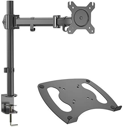 Gibbon Mounts Single Laptop Mount Monitor Desk Stand Full Motion VESA Mount with Free Removable Steel Laptop Tray for Notebook 13