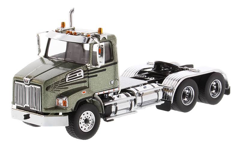 Western Star 4700 SB Tandem Day Cab Tractor Metallic Olive Green 1/50 Diecast Model by Diecast Masters 71038