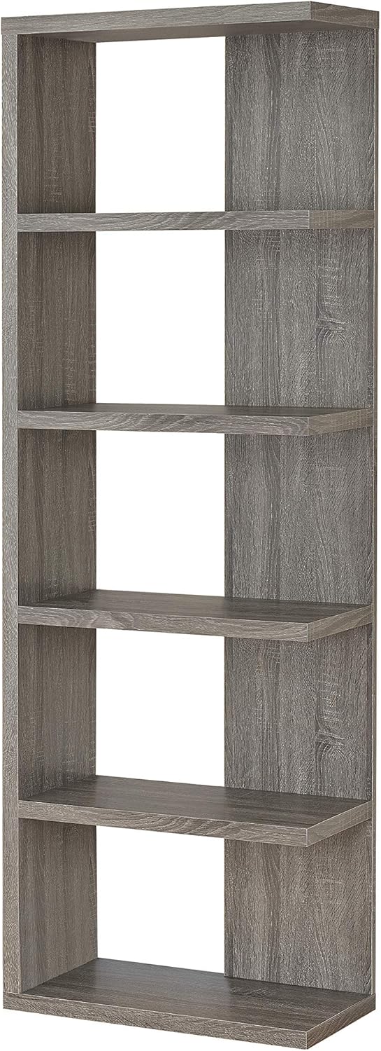 Coaster Home Furnishings 5-Tier Semi-Backless Bookcase Weathered Grey