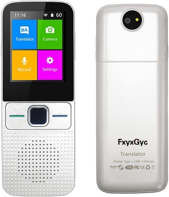 Language Translator Portable Instant Translator Device Support WiFi/Hotspot/Offline Two- Way Real Time Online 137 Languages with 2.4Inch Touch Screen Recording Smart Translator（Black） Pack of 2