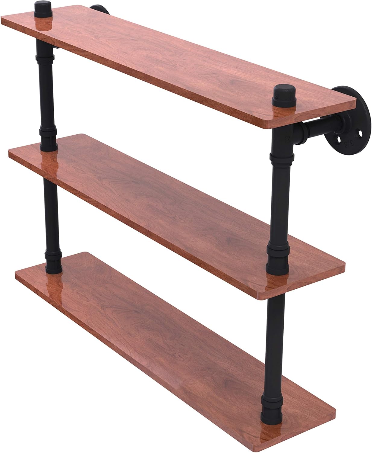 Allied Brass P-490-22-TWS Pipeline Collection 22 Inch Ironwood Triple Wood Shelf, 22
