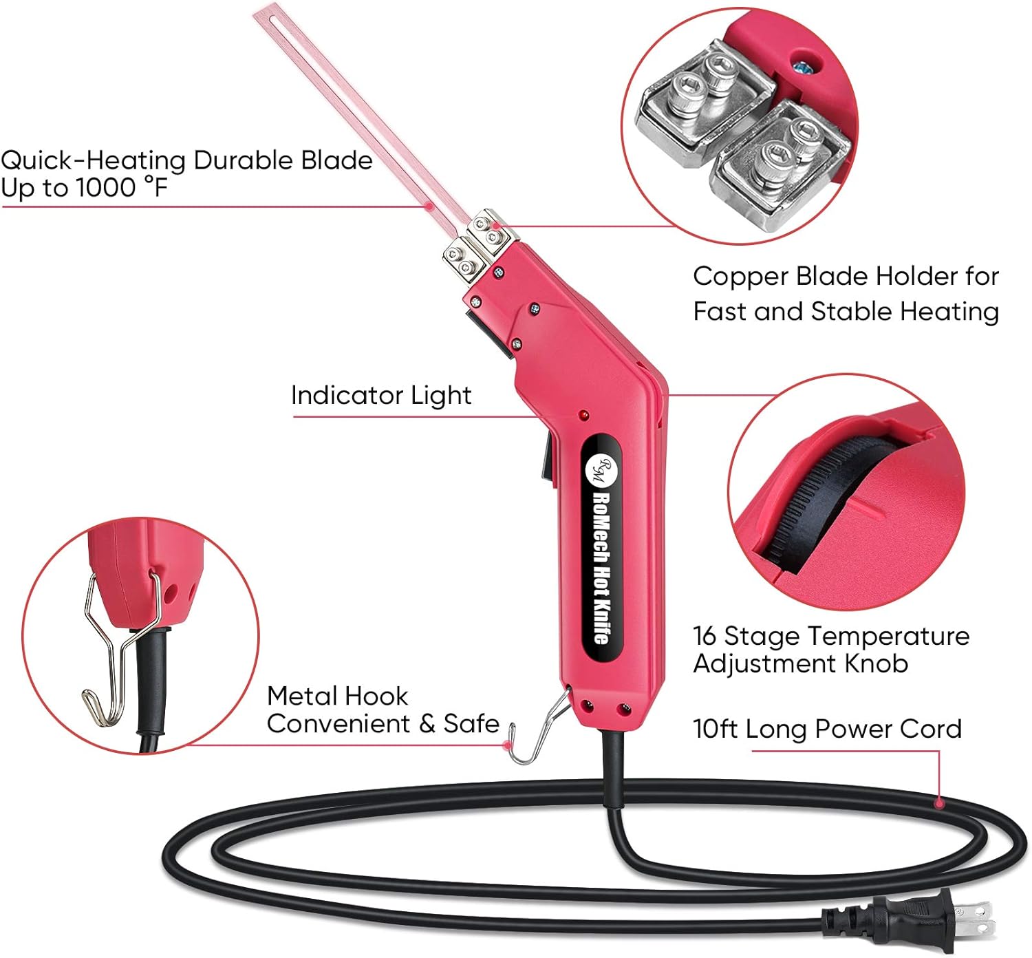 RoMech Foam Cutter - Pro Electric Hot Knife (200W) - Styrofoam Cutting Tool Kit- with Blades & Accessories (RM-005)