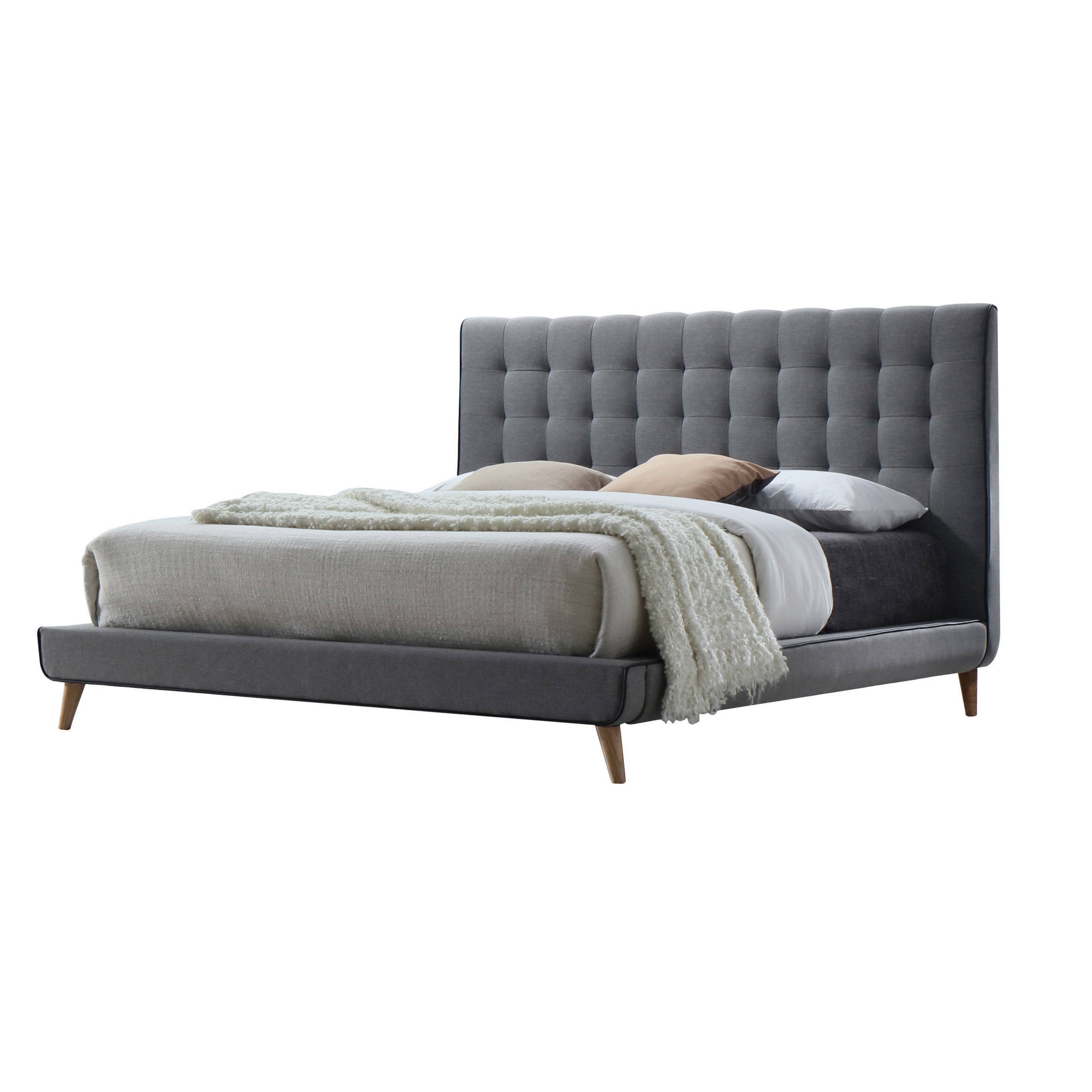 Acme Valda Queen Bed, Light Gray Fabric