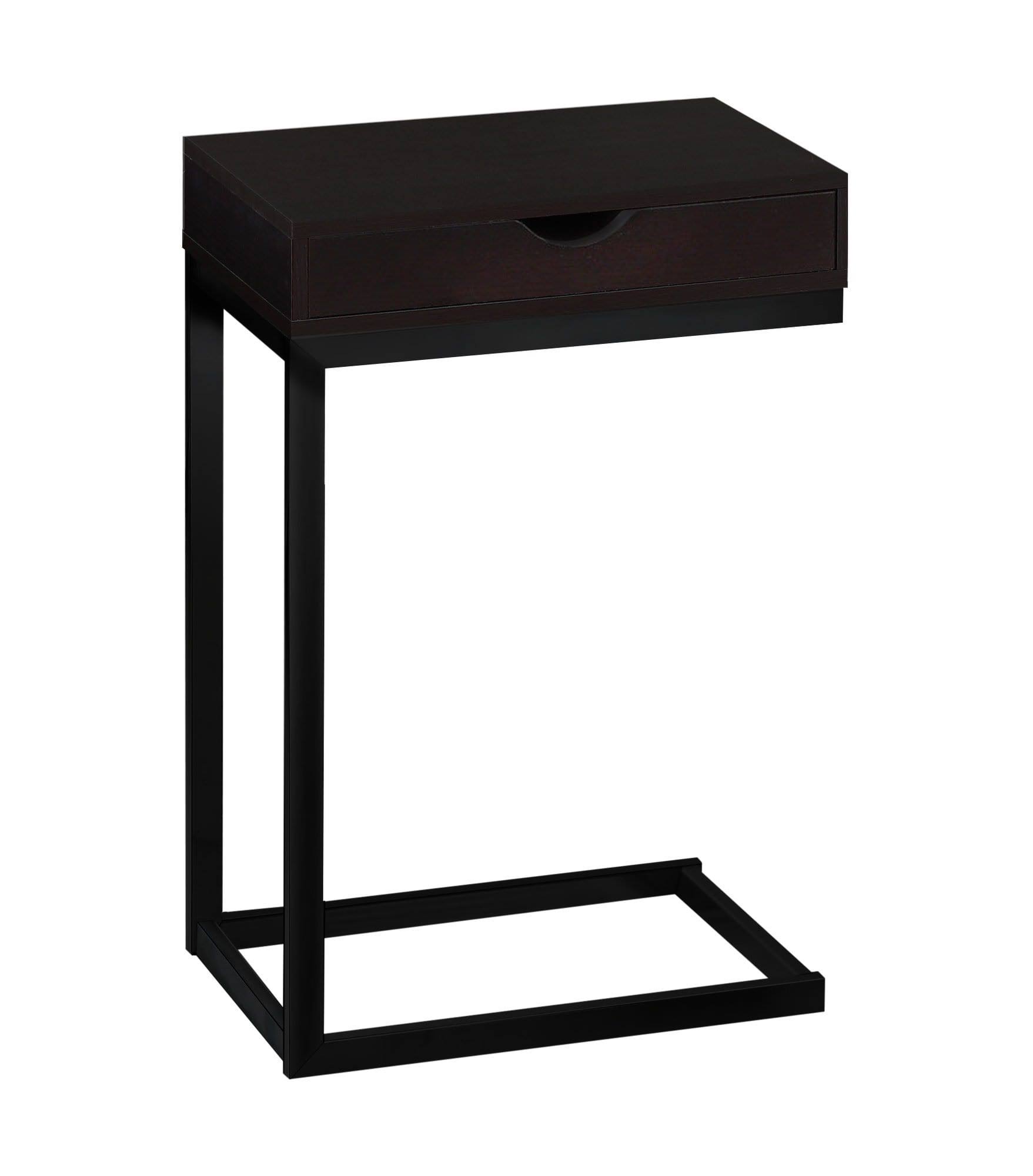 24.5x22 Cappuccino Particle Board and Black Metal Accent Table