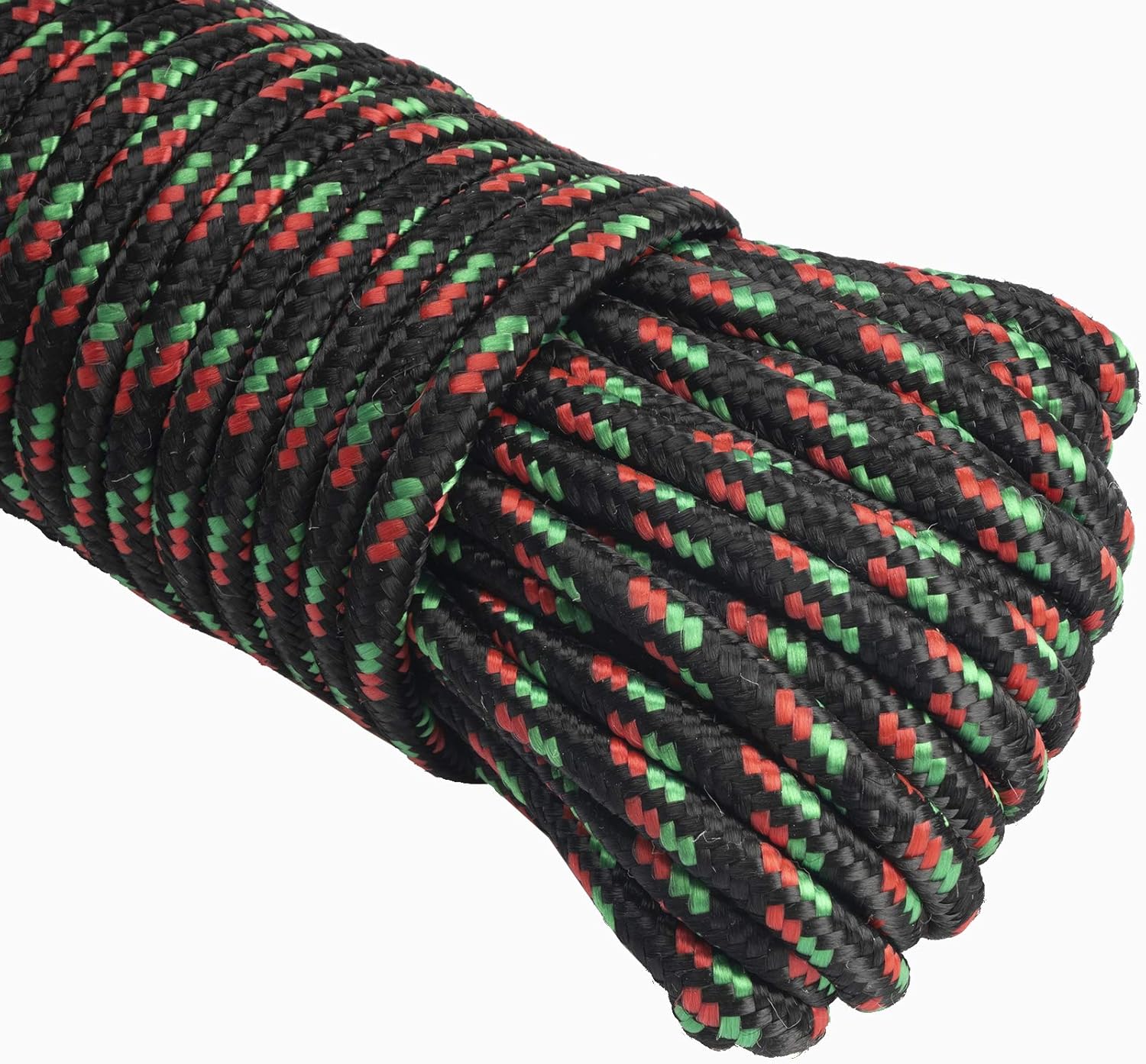 MetaKit 100 ft. Diamond Braided Polypropylene Rope 3/8 Inch (9.5mm) High Strength Utility Rope for Clothesline Flag Pole Indoor Outdoor Use (Black & Orange)