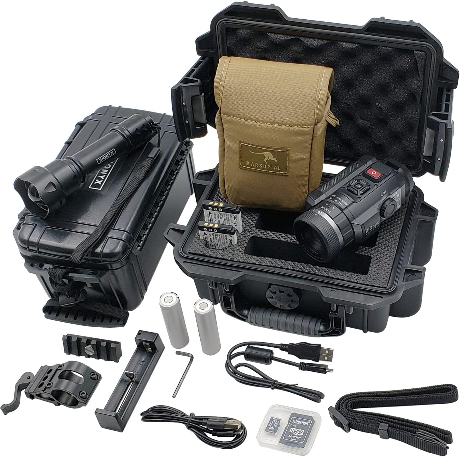 SiOnyx Backcountry Adventure Kit -Includes Aurora Black Camera, IR Illuminator, and Marsupial Aurora Pouch