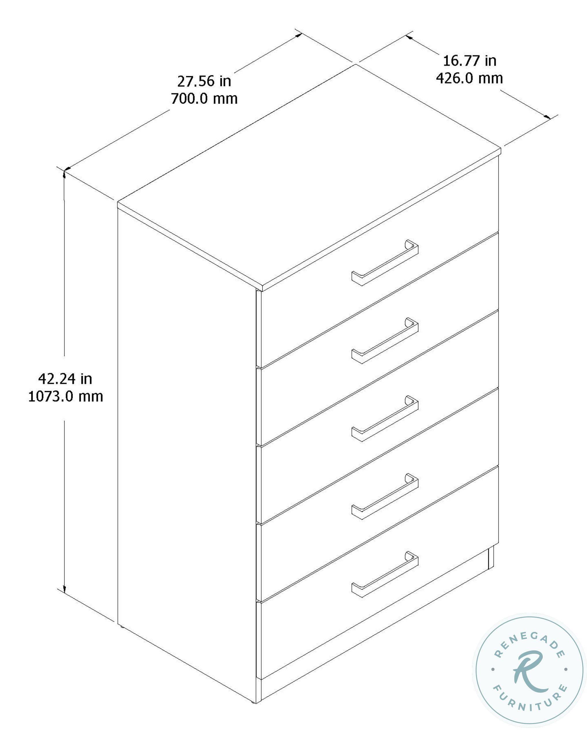 Alexander Five Drawer Chest - Black