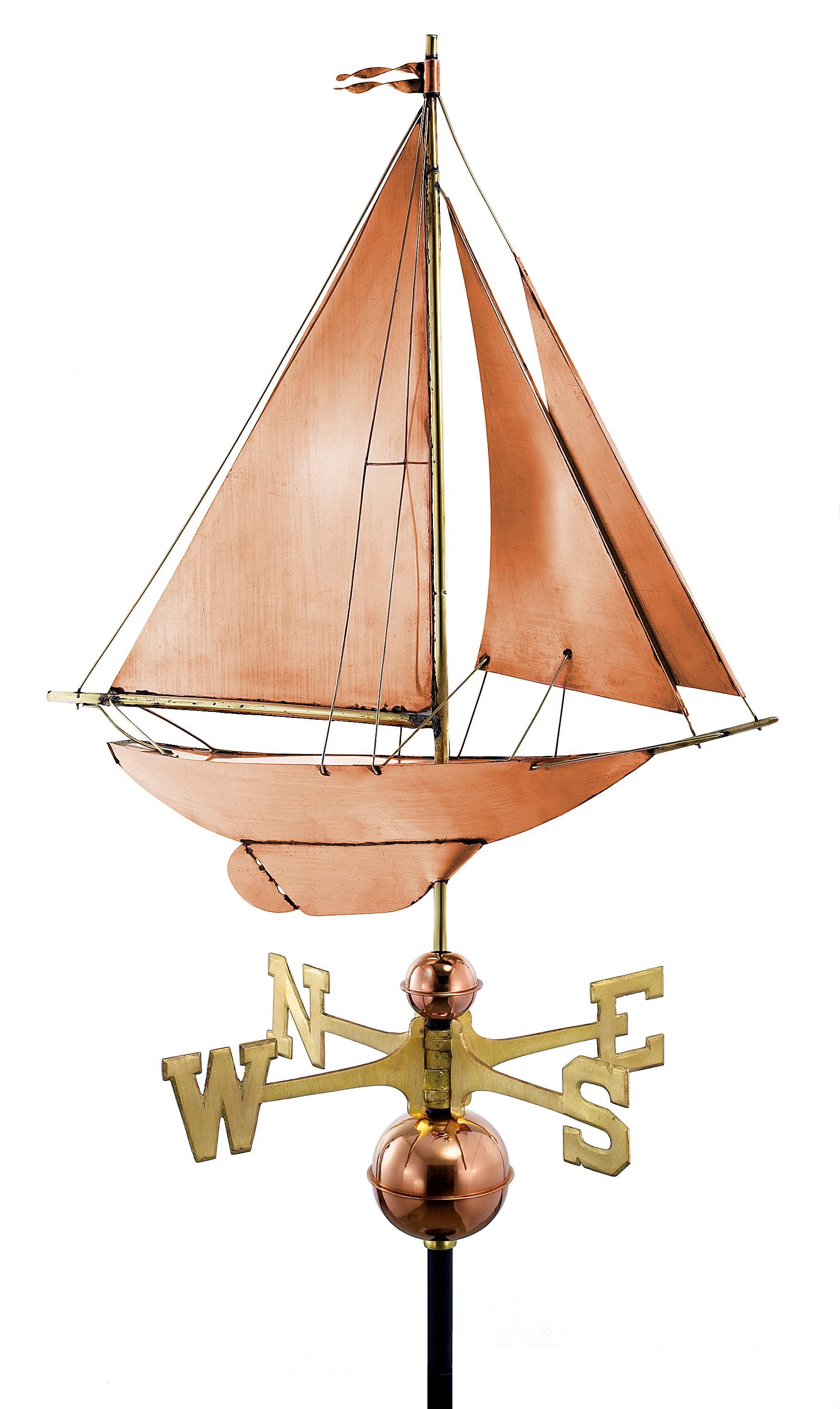 Good Directions - Racing Sloop Polished Copper Weathervane