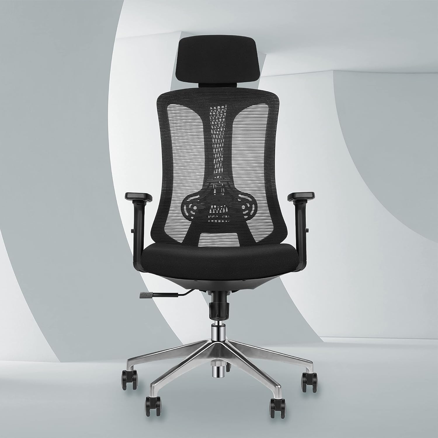 Logicfox Ergonomic Office Chair，Mesh Office Chair with Adjustable 3D armrests，Breathable Mesh Design High Back Desk Chair with Adjustable Lumbar Support, Black Office Chair