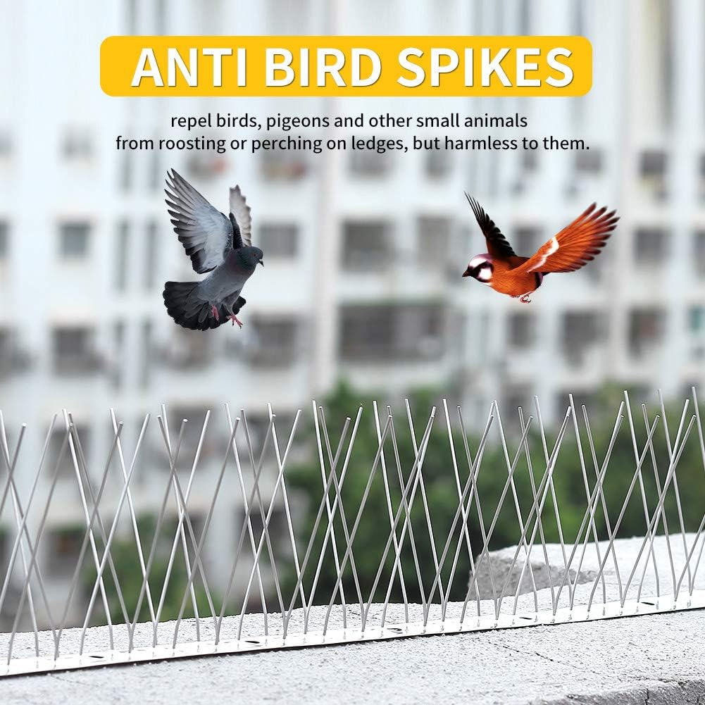 Recie 32.5 Feet Bird Spikes for Pigeons Small Birds, Premium Stainless Steel Bird Deterrent Spikes, Strong Flexible Anti Bird Spikes to Keep Birds Away (30 Pack - Unassembled)