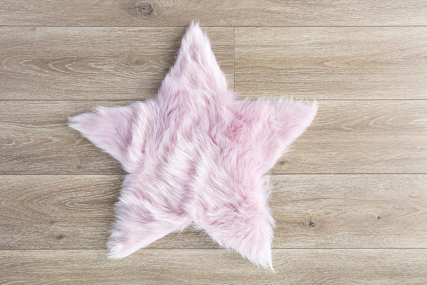 kroma Carpets Machine Washable Faux Sheepskin Cotton Candy Pink Star Rug 2' x 2' - Soft and Silky - Perfect for Baby's Room, Nursery, playroom - Fake Fur Area Rug (Star Small Cotton Candy Pink)