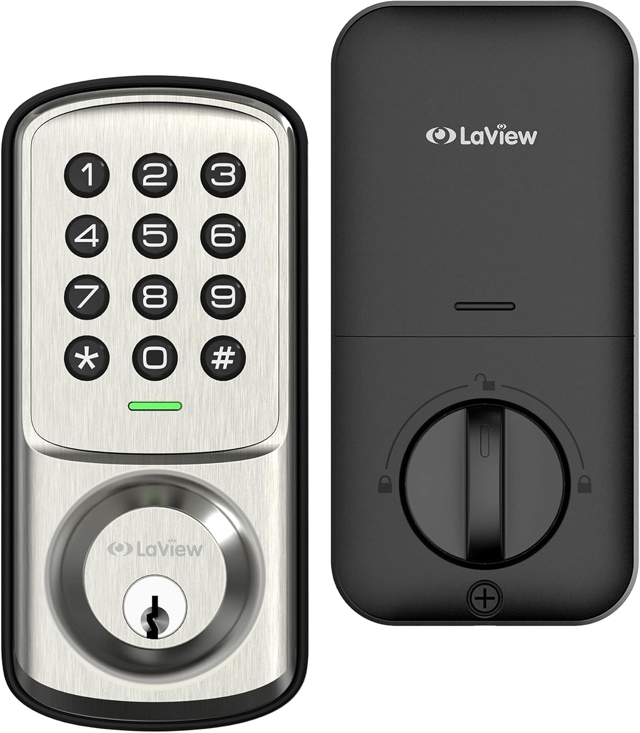 LaView Door Lock with Keypad, Keyless Entry Door Lock, Electronic Deadbolt Lock for Front Door, Bedroom Door, Garage Door, Auto Lock,1-Touch Motorized Locking, 20 User Codes, Easy to Install Pack of 2