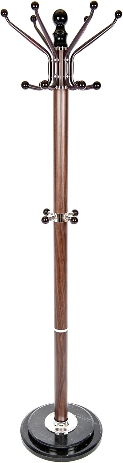 ih casa décor Coat Hanger with Marble Base, Brown Pack of 2