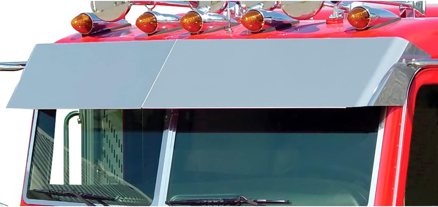 RoadWorks Stainless Steel 14&rdquo; Blind Mount Drop Visor for 2005-2021 Peterbilt Legacy Style Cab
