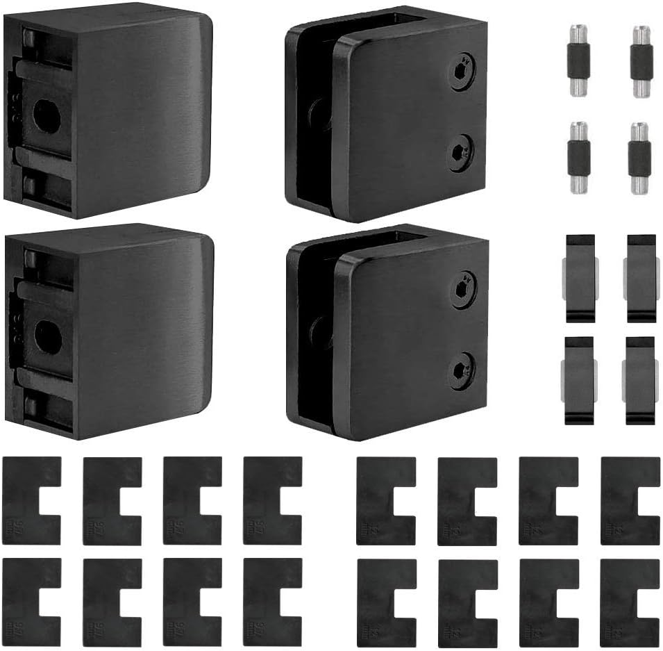 Stainless Steel 304 Square Glass Clamp for Flat Surface Square Tubing & Glass Balustrade, for Glass Thickness 3/8