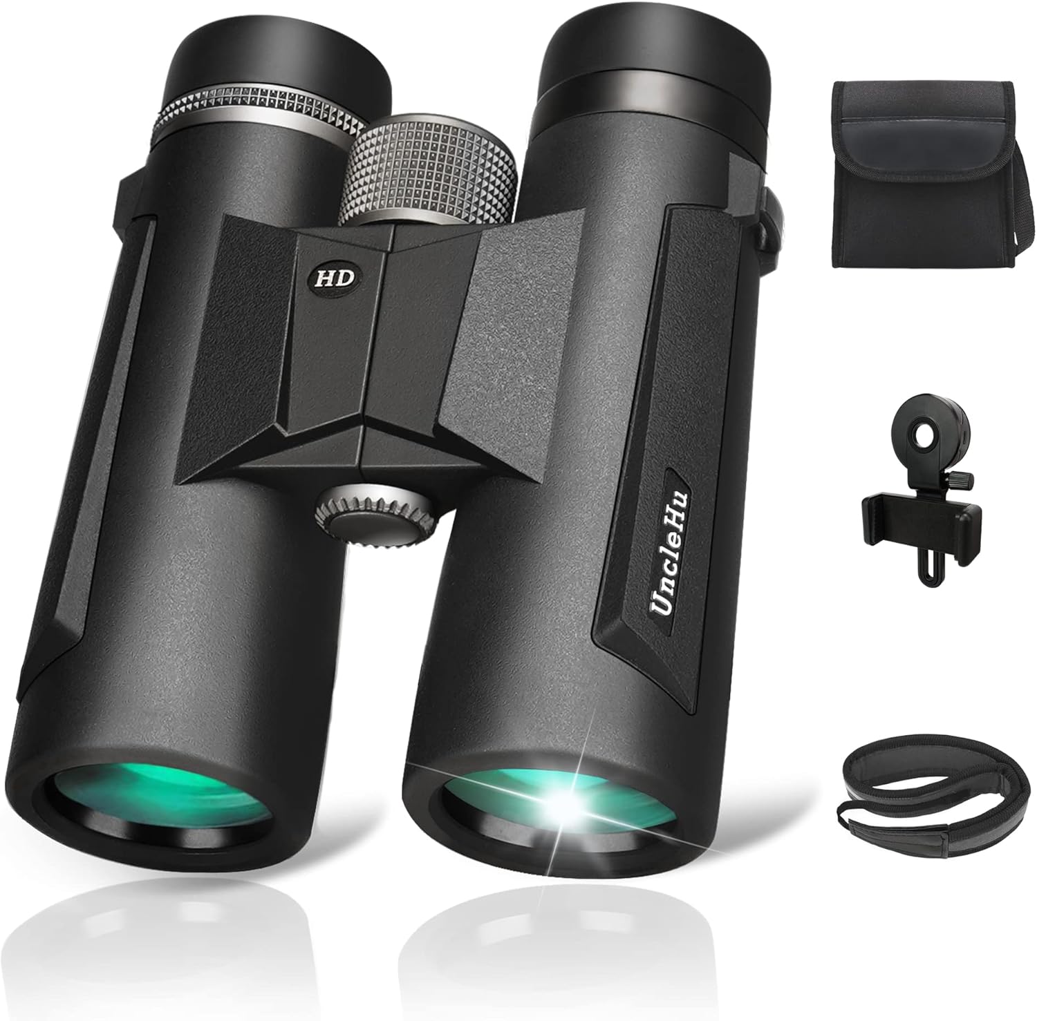 10x42 Roof Prism Military Binoculars for Adults with 6.32&deg; Wide-Angle Field of View. Compact HD Binoculars with 16.5mm BAK-4 Prisms and FMC Coating for Bird Watching and Hunting with Phone Adapter