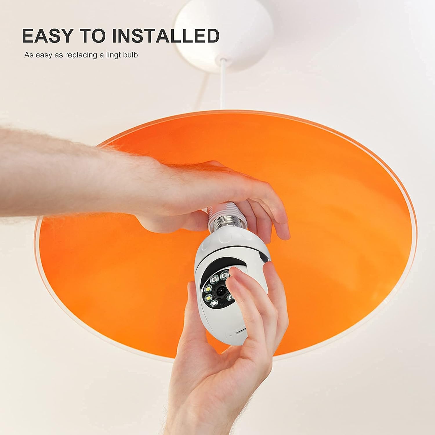 WooLink E27 Bulb Camera, 1080P Security Camera System with 2.4GHz WiFi, 360 Degree Panoramic Wireless Home Surveillance Cameras, Night Vision, Two Way Audio, Smart Motion Detection and Alarm Pack of 2