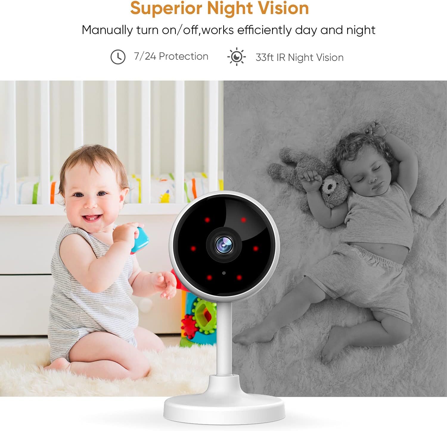 Indoor Security Camera 2 Pack, Crzwok 1080P Home WiFi Camera for Pet, Baby Monitor Surveillance IP Camera with Night Vision, 2-Way Audio, Human Motion Detection, Worked with Alexa Pack of 2