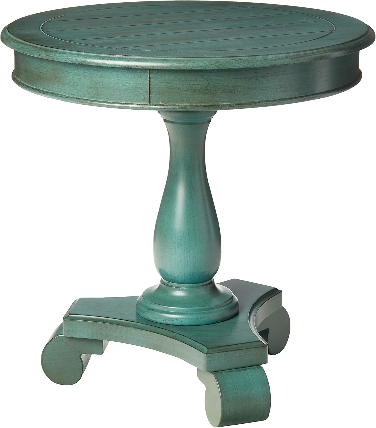 OSP Home Furnishings Avalon Hand Painted Round Accent Table, Antique Caribbean