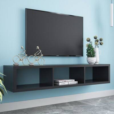 Shallow Floating TV CONSOLE, 60x22 Latitude Run Color: Black