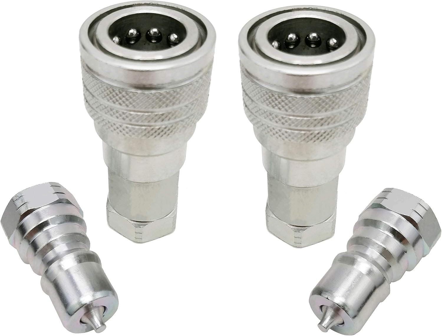 ISO 7241-B 1/4 Inch NPT Quick Disconnect Hydraulic Coupler/Coupling (2 Set) Pack of 2