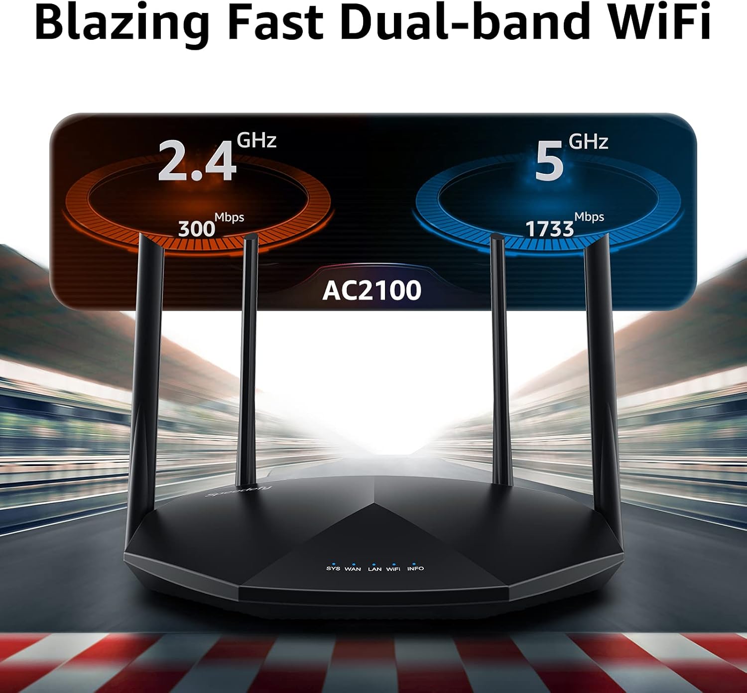 Speedefy High Speed Pro WiFi Router - Dual Band AC2100 Wireless Router for Streaming & Gaming, Up to 35 Devices, 2000 sq.ft Coverage, 4X4 MU-MIMO, USB Port, Parental Control (Model: K8)