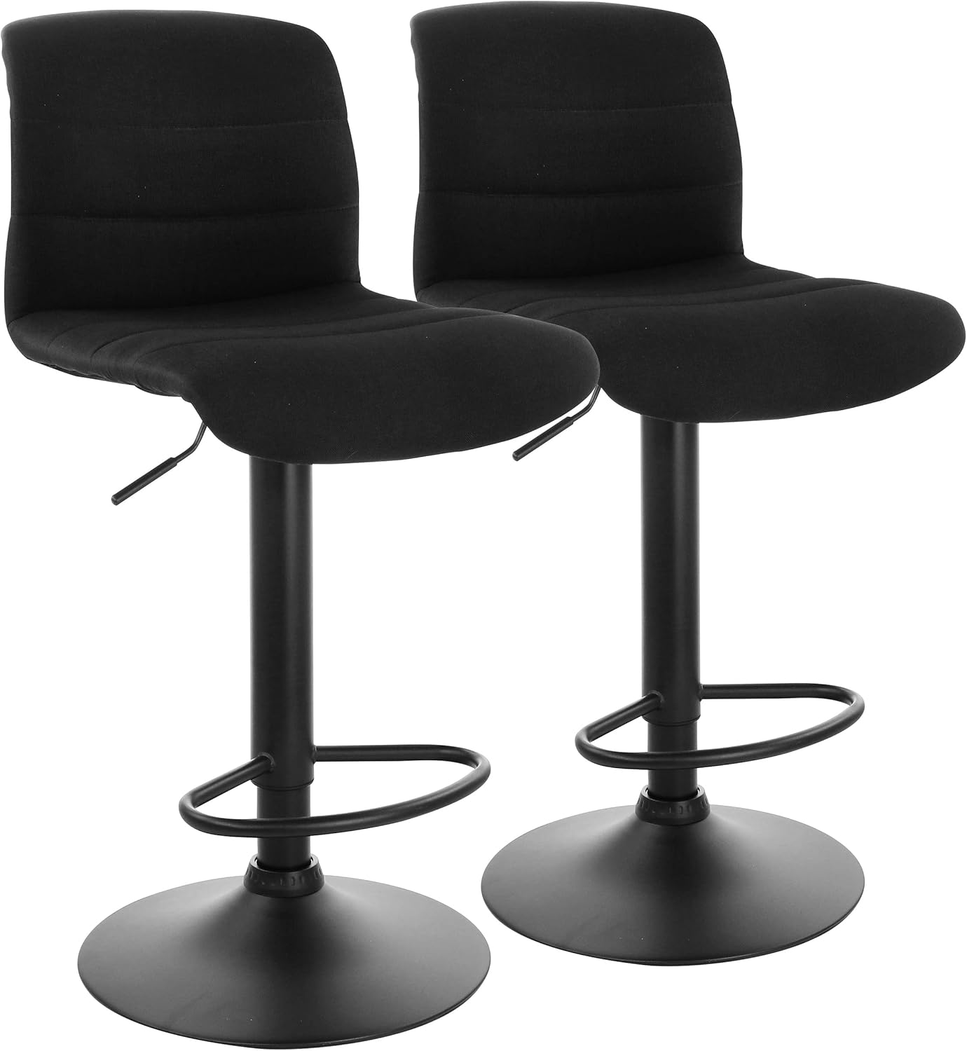 Elama 2 Piece Adjustable Fabric Bar Stool in Gray with Black Base,ELM-799-33A